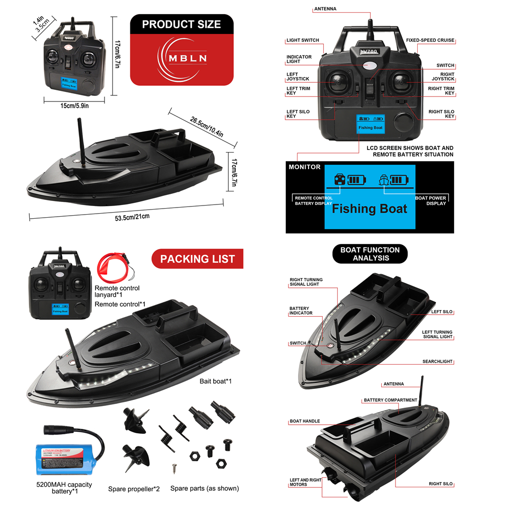 Brand,Fishing Bait Boat,Dual M - Fishing Boat Trolling Motor ulasan dan harga