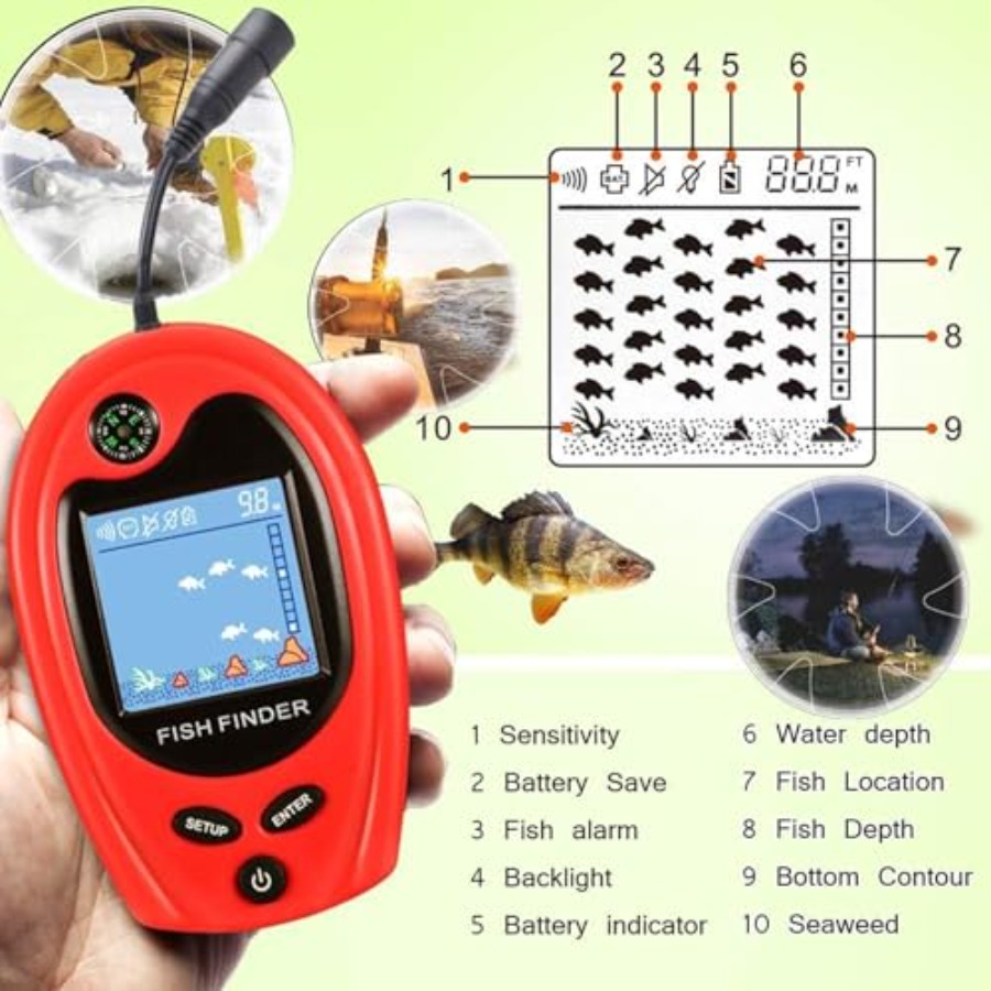 Sonar Portable Fish Finder Tra - Fishing Boat Depth Finder ulasan dan harga